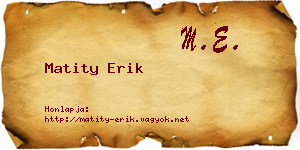 Matity Erik névjegykártya